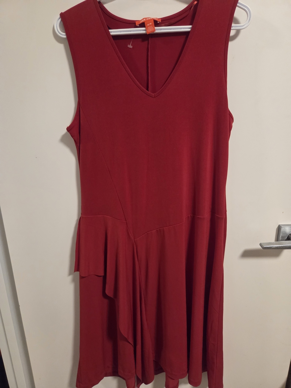 Joe Fresh Sleeveless Asymmetrical Red V-Neck Dress